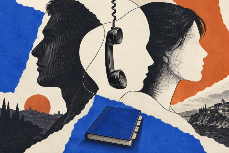 Print-inspired editorial collage of a speaking profile, a telephone and an independent verification route.